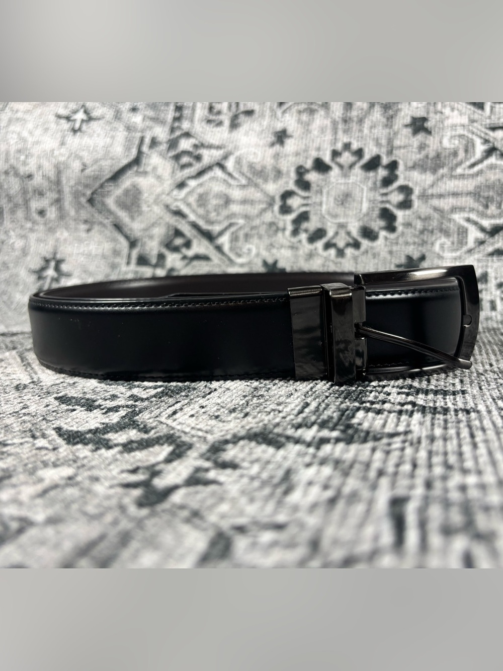 Mens Black And Brown Reversible Leather Belt Sz 2X (46-48) Brushed Nickel Buckle